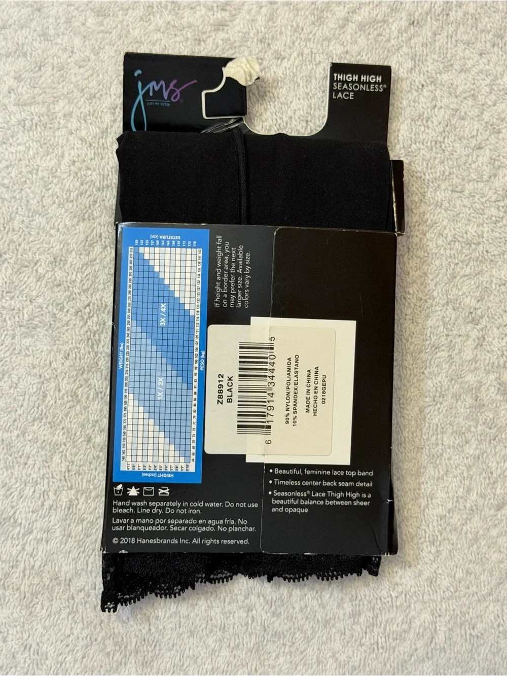 NWT Just My Size JMS Thigh High Seasonless Lace Stockings 40-Denier 34440